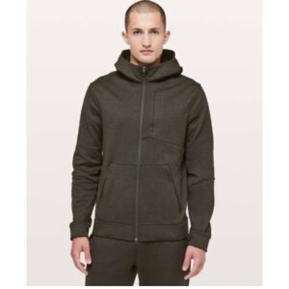 Lululemon Surge Sweat Hoodie Men's Medium Full Zip Black Sweat Wick Gym‎